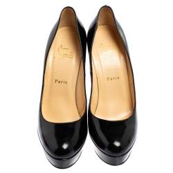 Pre Owned Christian Louboutin Black Leather Bianca Platform Pumps Size 39.5 