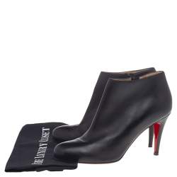 مملوكة مسبقًا Christian Louboutin Black Leather Belle Ankle Length Boots Size 39