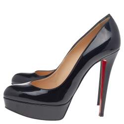 Pre Owned Christian Louboutin Black Patent Leather Bianca Platform Pumps Size 39.5