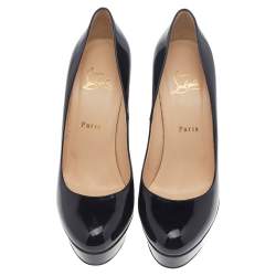 Pre Owned Christian Louboutin Black Patent Leather Bianca Platform Pumps Size 39.5