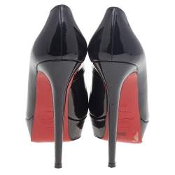 Pre Owned Christian Louboutin Black Patent Leather Bianca Platform Pumps Size 39.5