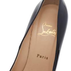 Pre Owned Christian Louboutin Black Patent Leather Bianca Platform Pumps Size 39.5