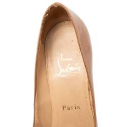 Pre Owned Christian Louboutin Beige Patent Leather New Prive Pumps Size 36.5