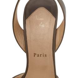 Christian Louboutin Taupe Snakeskin and Leather Zobra Platform Sandals Size 37.5