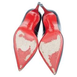 Pre Owned Christian Louboutin Black Patent Leather Decollete 554 Pointed Toe Pumps Size 39