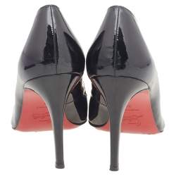 Pre Owned Christian Louboutin Black Patent Leather Decollete 554 Pointed Toe Pumps Size 39