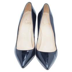 Pre Owned Christian Louboutin Black Patent Leather Decollete 554 Pointed Toe Pumps Size 39