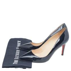 Pre Owned Christian Louboutin Black Patent Leather Decollete 554 Pointed Toe Pumps Size 39