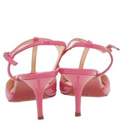 Pre Owned Christian Louboutin Pink Patent Leather Ernesta T Strap Sandals Size 38