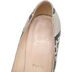 Christian Louboutin Beige-Brown Python Leather Simple Pumps Size 37