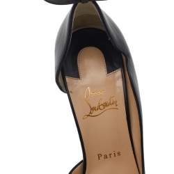 Pre Owned Christian Louboutin Black Leather Round Chick Alta Platform Ankle Strap Sandals Size 39