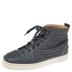 CHRISTIAN LOUBOUTIN SHOES LOU SPIKES SNEAKERS 45 LEATHER CANVAS