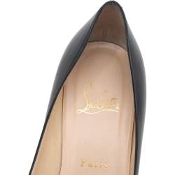 Pre Owned Christian Louboutin Black Leather Simple Pumps Size 39
