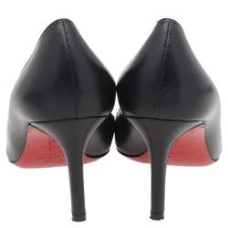 Pre Owned Christian Louboutin Black Leather Simple Pumps Size 39