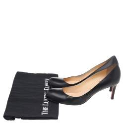 Pre Owned Christian Louboutin Black Leather Simple Pumps Size 39