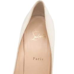 Pre Owned Christian Louboutin Cream Satin Diva Cora Pointed Toe Pumps Size 39.5