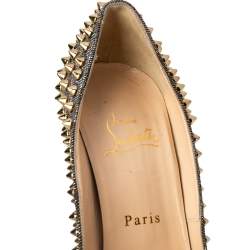 Christian Louboutin Gold Lurex Fabric Lady Peep Toe Spike Platform Pumps Size 36.5