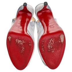 Pre Owned Christian Louboutin Grey Nubuck Leather No Prive Slingback Pumps Size 37.5