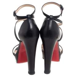 Pre Owned Christian Louboutin Black Leather Summerissima Platform Sandals Size 39
