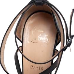 Pre Owned Christian Louboutin Black Leather Summerissima Platform Sandals Size 39