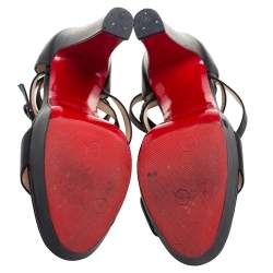 Pre Owned Christian Louboutin Black Leather Summerissima Platform Sandals Size 39