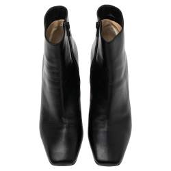 مملوكة مسبقًا Christian Louboutin  Black Leather Square Toe Ankle Boots Size 39