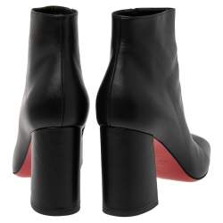 مملوكة مسبقًا Christian Louboutin  Black Leather Square Toe Ankle Boots Size 39