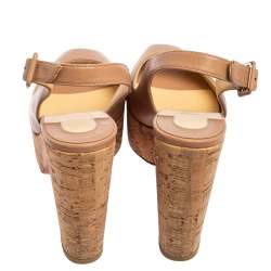 Christian Louboutin Beige Leather Donna Anna Cork Sandals Size 36