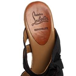 Christian Louboutin Black  Canvas  Espadrille Wedge Sandals Size 36