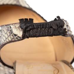 Christian Louboutin Beige/Brown Python Leather Dafsling Slingback Platform Sandals Size 38.5