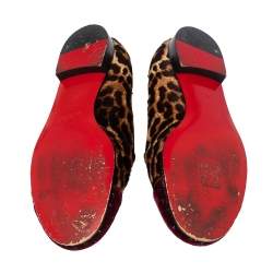 Christian Louboutin Brown Tiger Print Pony Hair And  Canvas Rollerboy  Loafers Size 38.5