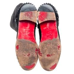 Pre Owned Christian Louboutin Black Suede Spike Cap Toe Egoutina Knee Boots Size 39