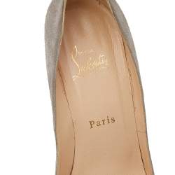 Christian Louboutin Grey Suede Prive Peep Toe Platform Pumps Size 38.5