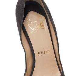 Pre Owned Christian Louboutin Dark Grey Suede Peep Toe Pumps Size 38