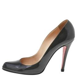 Christian Louboutin Dark Grey Patent Leather Pumps Size 38.5