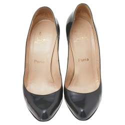 Christian Louboutin Dark Grey Patent Leather Pumps Size 38.5