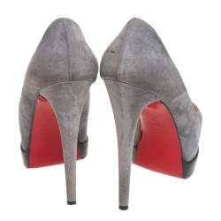 Christian Louboutin Grey Suede Palais Royal Peep Toe Pumps Size 37