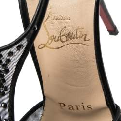 Pre Owned Christian Louboutin Black Patent Leather and Mesh Salopatina Pumps Size 36