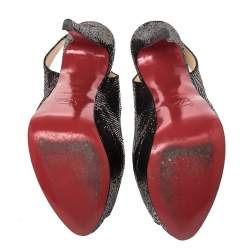 Pre Owned Christian Louboutin Multicolor Lurex Fabric Lady Peep Toe Platform Slingback Sandals Size 36