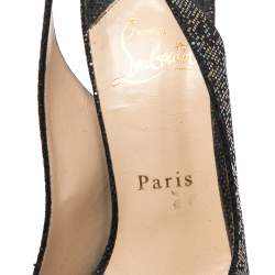 Pre Owned Christian Louboutin Multicolor Lurex Fabric Lady Peep Toe Platform Slingback Sandals Size 36