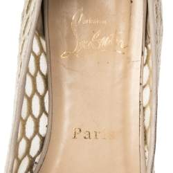 Christian Louboutin  Beige Leather And Mesh Ballet Flats Size 36.5