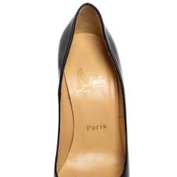 Pre Owned Christian Loboutin Black Leather Daffodile Platform Pumps Size 36.5