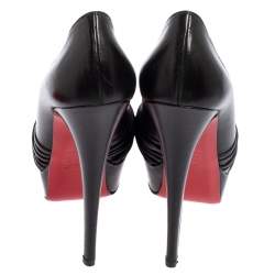 Pre Owned حذاء كعب عالي كريستيان لوبوتان أبورينا جلد أسود نعل سميك مقاس 36