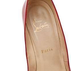 Pre Owned Christian Louboutin Red Patent Leather Very Prive PeepToe Pumps Size 39