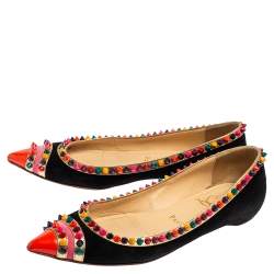Christian Louboutin Black Suede Embellished Ballet Flats Size 35.5