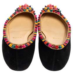 Christian Louboutin Black Suede Embellished Ballet Flats Size 35.5