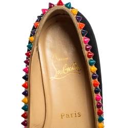 Christian Louboutin Black Suede Embellished Ballet Flats Size 35.5