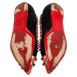 Christian Louboutin Black Suede Embellished Ballet Flats Size 35.5