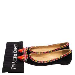Christian Louboutin Black Suede Embellished Ballet Flats Size 35.5