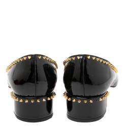 Pre Owned Christian Louboutin Black Patent Treliliane Block Heel Pumps Size 39.5